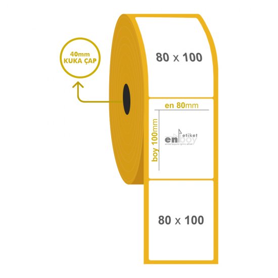 80mm x 100mm Kuşe Etiket