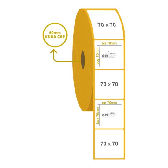70mm x 70mm Lamine Termal Etiket