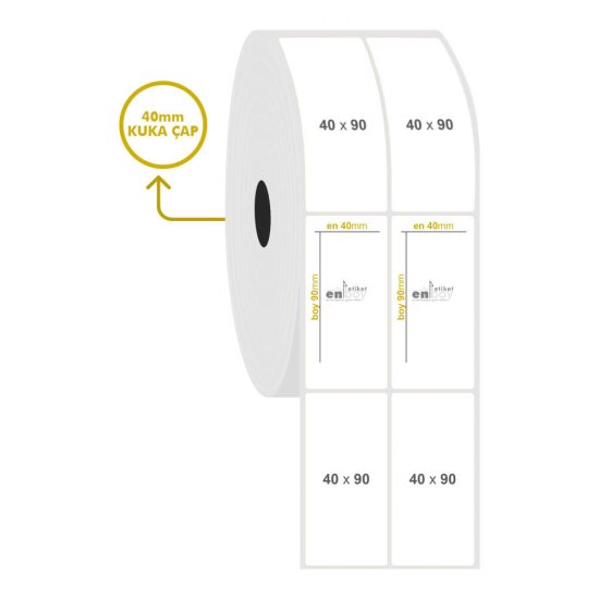 40mm x 90mm 2'li PP Opak Etiket