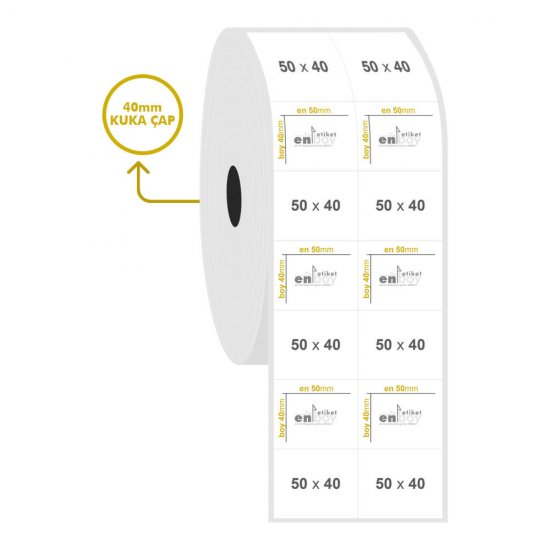 50mm x 40mm 2'li Bitişik PP Opak Etiket