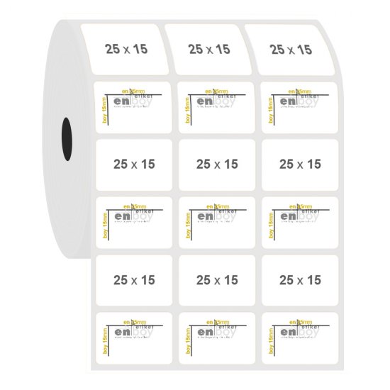 25mm x 15mm 3'lü Ayrık PP Opak Etiket