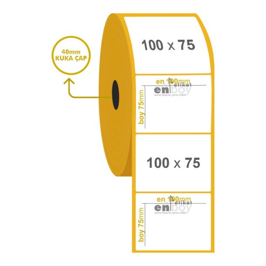 100mm x 75mm Kuşe Etiket