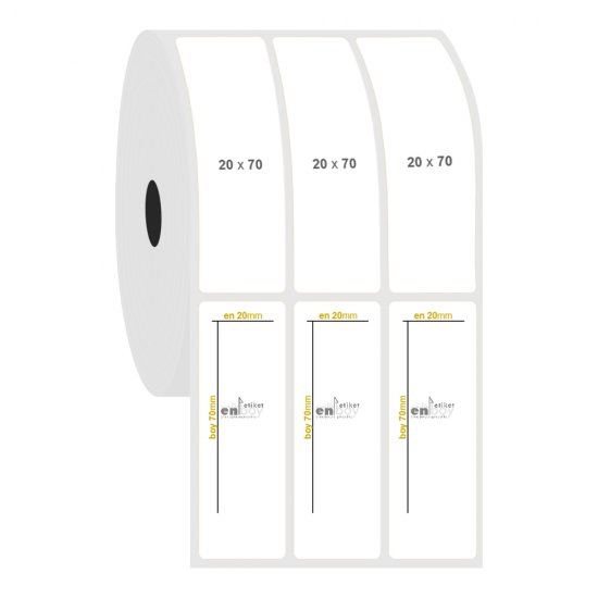20mm x 70mm 3'lü Ayrık PP Opak Etiket