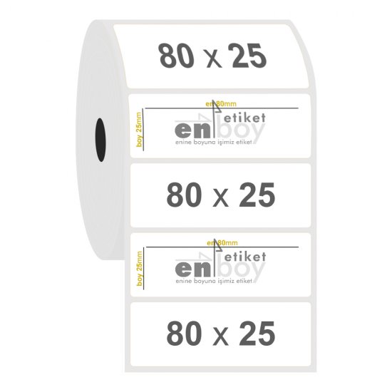 80mm x 25mm PP Opak Etiket