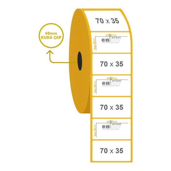 70mm x 35mm Kuşe Etiket