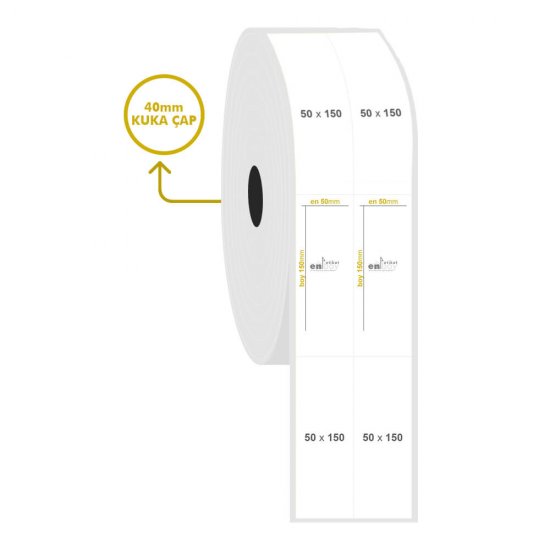 50mm x 150mm 2'li Bitişik PP Opak Etiket