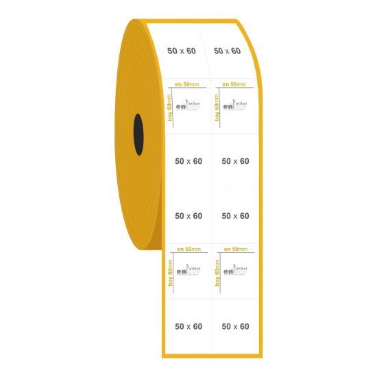50mm x 60mm 2'li Bitişik Lamine Termal Etiket
