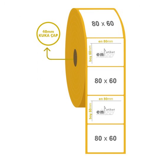 80mm x 60mm Lamine Termal Etiket