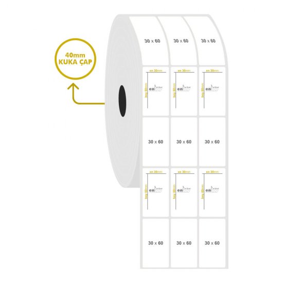 30mm x 60mm 3'lü PP Şeffaf Etiket