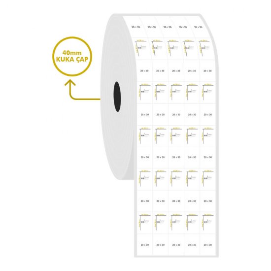 20mm x 30mm 5'li Bitişik PP Opak Etiket