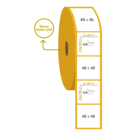 40mm x 40mm Lamine Termal Etiket