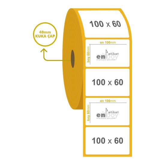 100mm x 60mm Kuşe Etiket