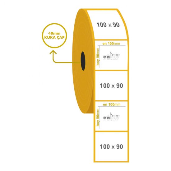 100mm x 90mm Kuşe Etiket