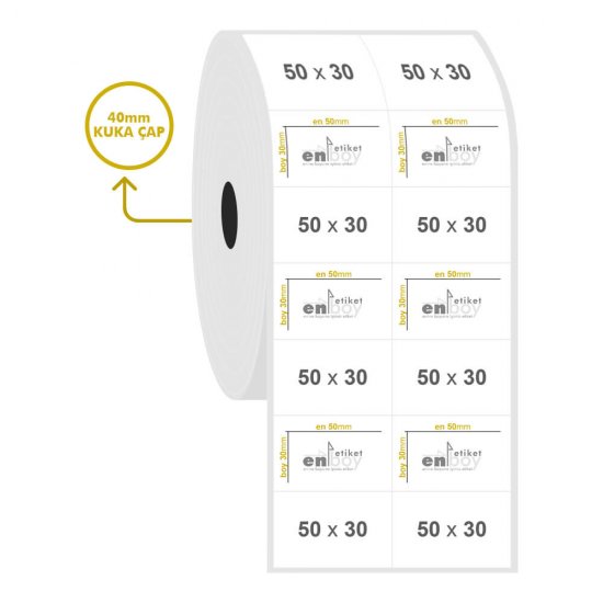50mm x 30mm 2'li Bitişik PP Opak Etiket