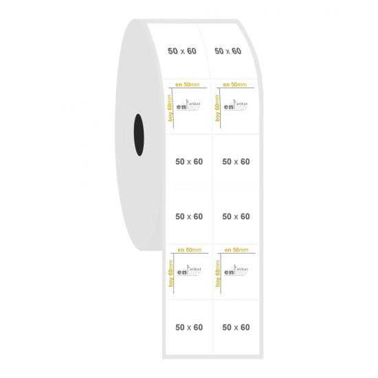 50mm x 60mm 2'li Bitişik PP Opak Etiket