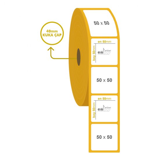 50mm x 50mm Lamine Termal Etiket