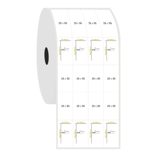 25mm x 50mm 4'lü Bitişik PP Opak Etiket