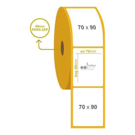 70mm x 90mm Kuşe Etiket