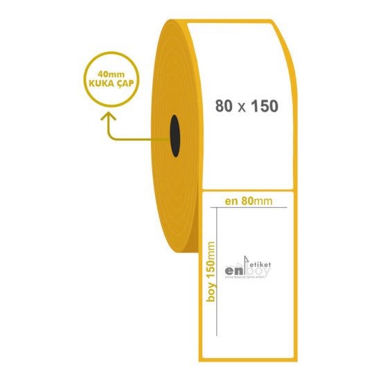 80mm x 150mm Kuşe Etiket