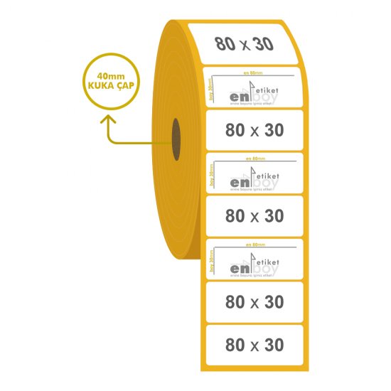 80mm x 30mm Kuşe Etiket
