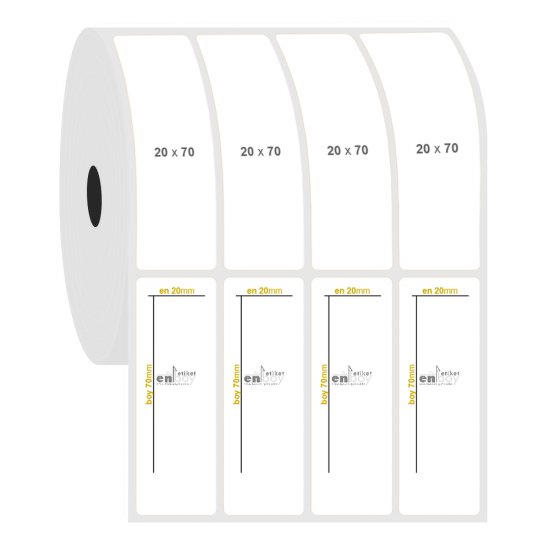 20mm x 70mm 4'lü Ayrık PP Şeffaf Etiket