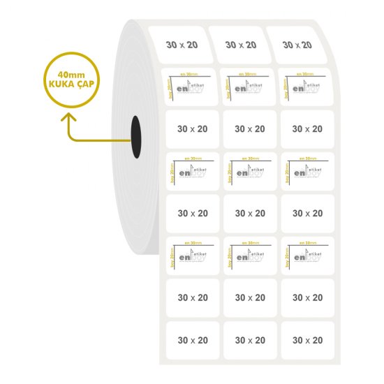 30mm x 20mm 3'lü PP Opak Etiket