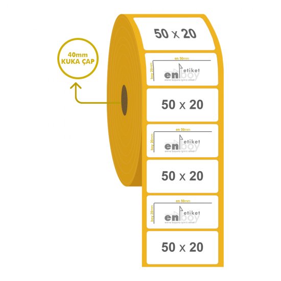 50mm x 20mm Kuşe Etiket