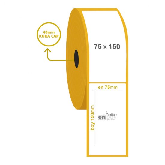 75mm x 150mm Lamine Termal Etiket